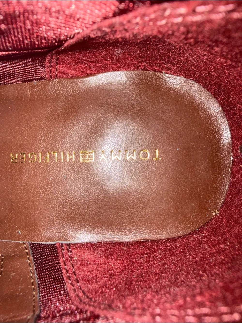 Tommy Hilfiger Cognac Leather Boot with Gold Logo - Zip up